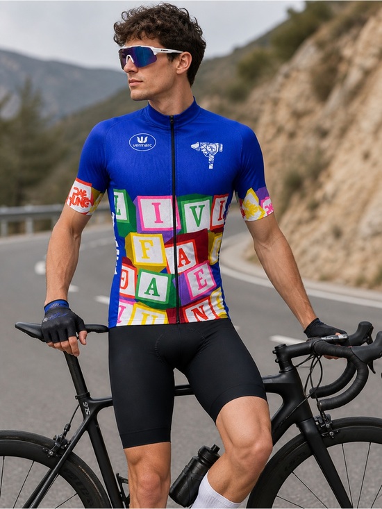 vermarc sport Other - Vermarc Blue Block-Print Cycling Jersey size:M-3-48